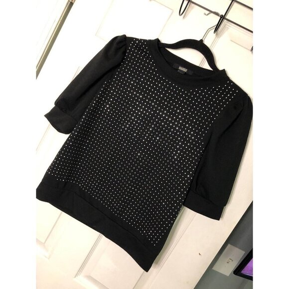 Madison 3/4  puffy sleeve studded sweatshirt style top size medium - Picture 12 of 12